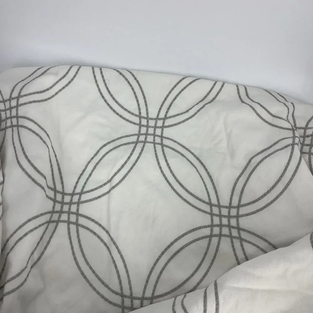 Restoration Hardware Baby Child Duvet Cover 2 Shams Gray White Embroidered Full